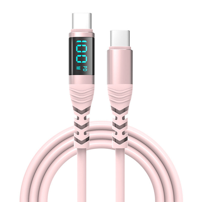100W Digital Display Fast Charging Cable Type-C Charging Cable - Black