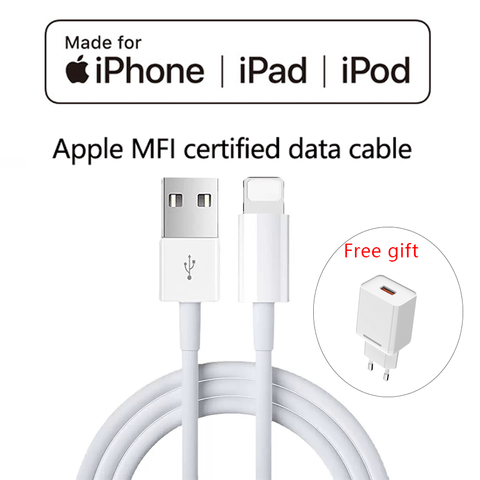 USB-A to Lightning Cable suitable for iPhone 8–14, with one 18W Charger
