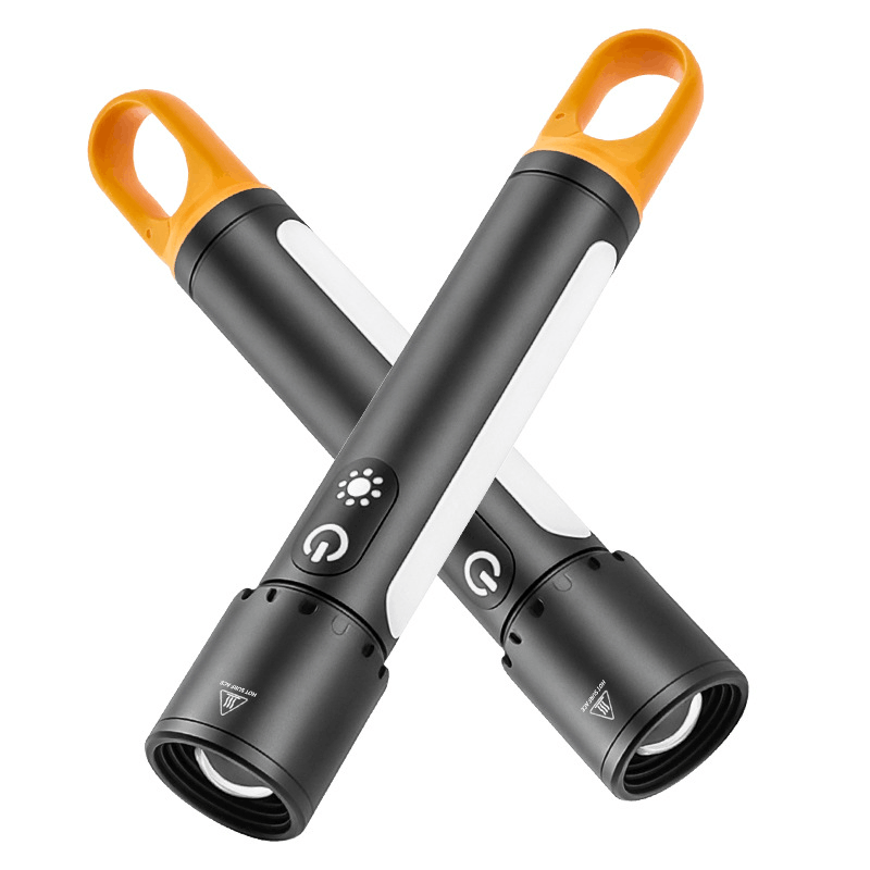 Rechargeable Zoomable Flashlight with Hook & Side Light