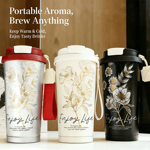 530ml Stainless Steel Travel Mug with Sip & Straw Lid