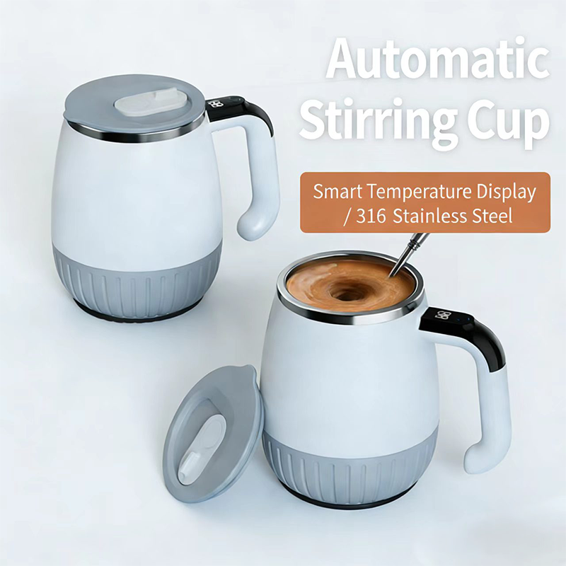 316 Stainless Steel Self-Stirring Mug with Temperature Display
