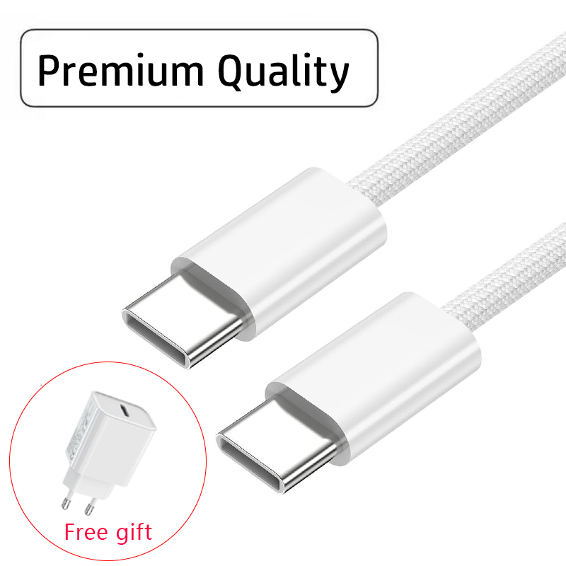 Premium 60W USB-C Braided Cable for iPhone 15–17, Includes 20W Charger 20 Percent