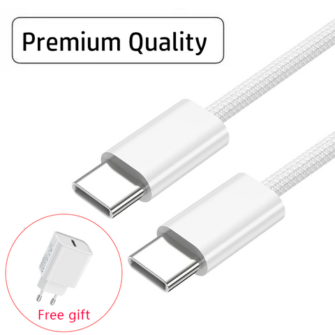 Premium 60W USB-C Braided Cable for iPhone 15–17, Includes 20W Charger