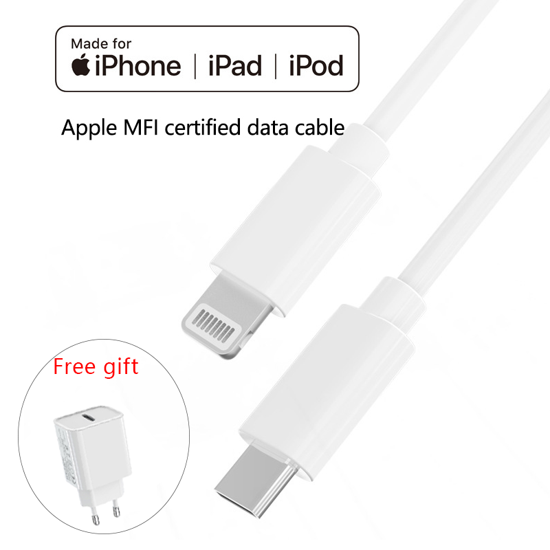 MFi Certified USB-C to Lightning Fast Charging Cable for iPhone 8–14 with one 20W Charger 22 Percent